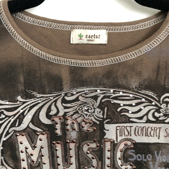 Vintage Y2K graphic 3/4 length sleeve top - Picture 4 of 5